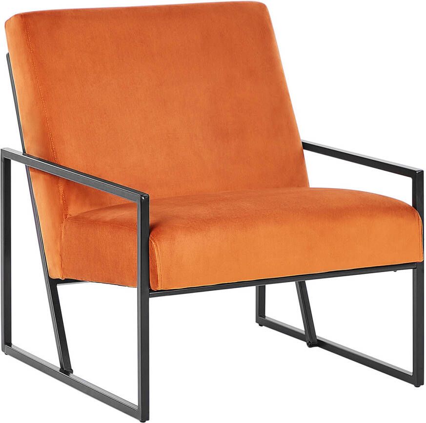 Beliani DELARY Fauteuil-Oranje-Fluweel