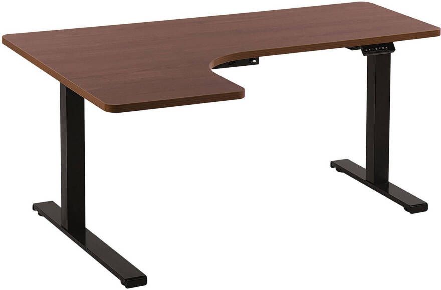 Beliani DESTIN Verstelbaar bureau Donker Zwart Links 160 cm MDF