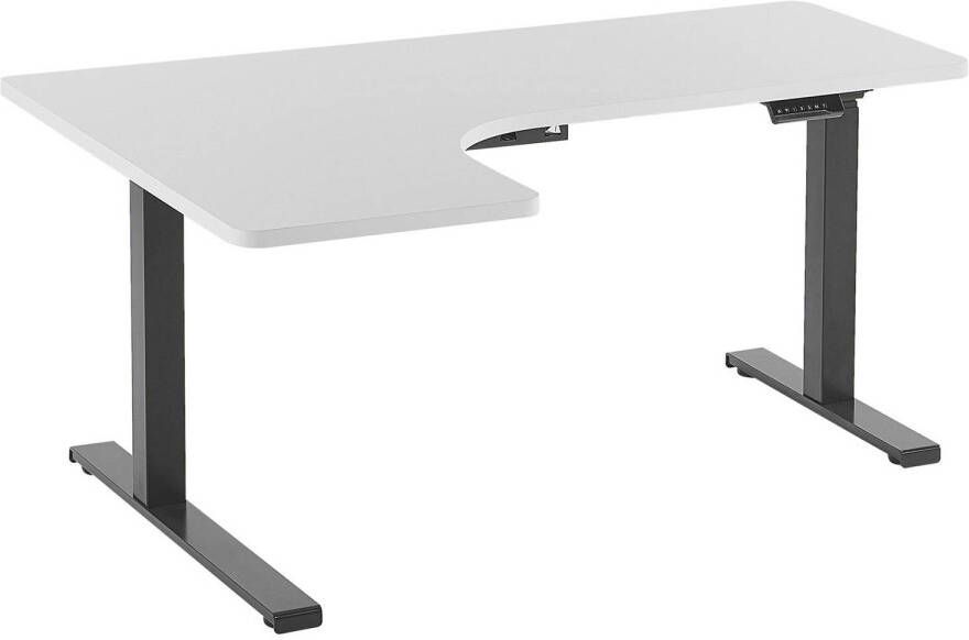 Beliani DESTIN Verstelbaar bureau Wit Zwart Links 160 cm MDF