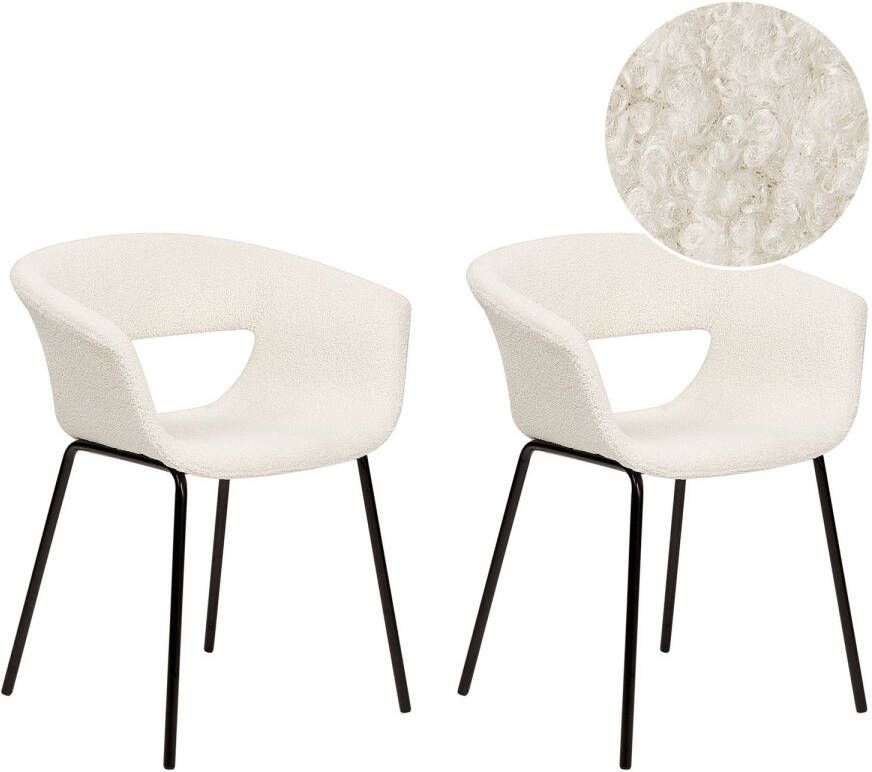 Beliani CASEY Eetkamerstoelen set van 2 Off-white Polyester