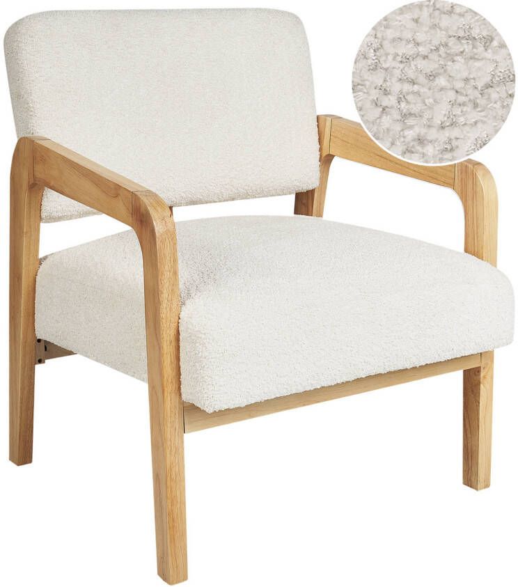 Beliani HJO Fauteuil-Wit-Bouclé