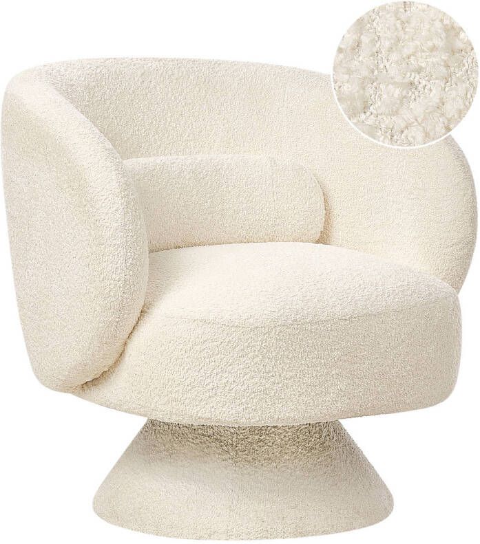 Beliani LIEKSA Fauteuil-Wit-Bouclé