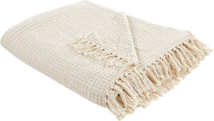 Beliani MALU Plaid-Beige-Katoen