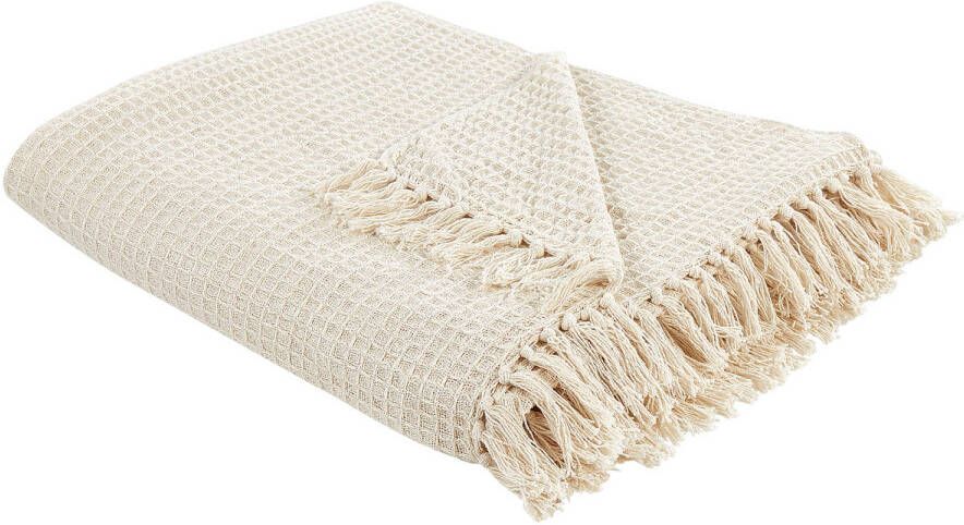 Beliani MALU Plaid-Beige-Katoen