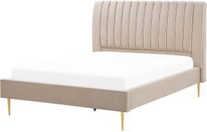Beliani Marville Tweepersoonsbed-beige-fluweel