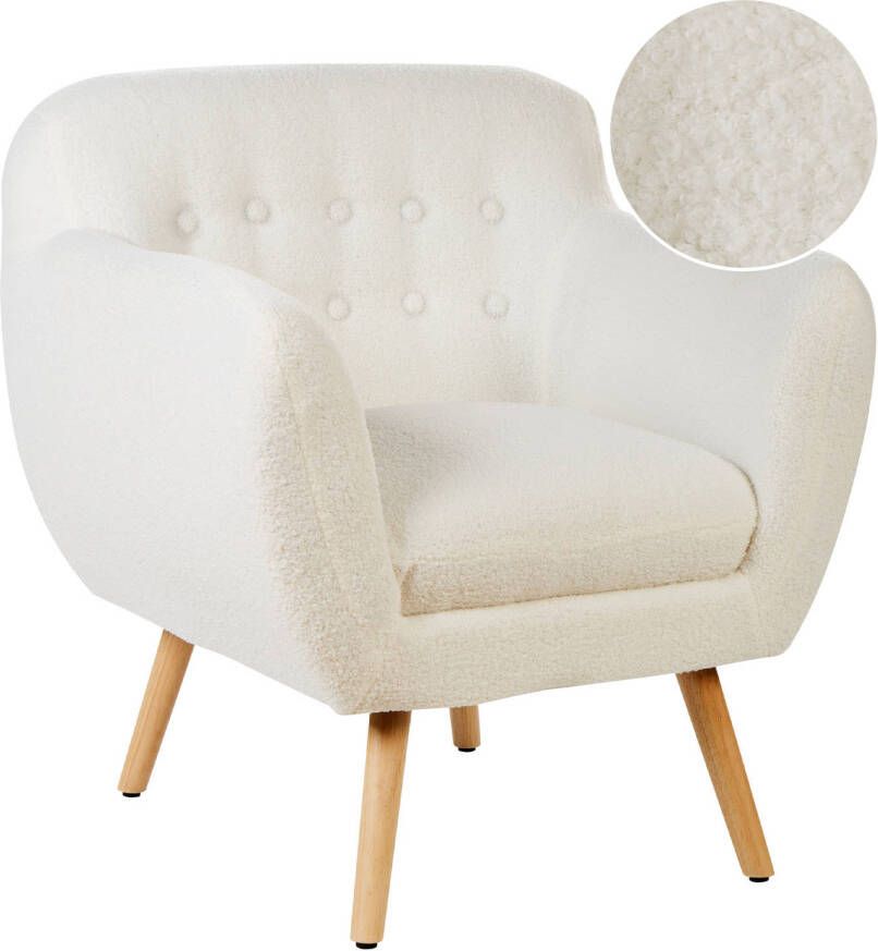 Beliani MELBY Fauteuil-Wit-Bouclé