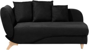 Beliani Meri Chaise Longue-zwart-fluweel
