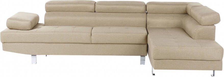 Beliani NORREA Hoekbank Beige Linkerzijde 260 cm Polyester