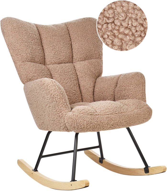 Beliani OULU Schommelfauteuil-Beige-Bouclé