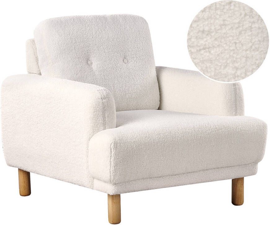 Beliani TUVE Fauteuil-Wit-Bouclé