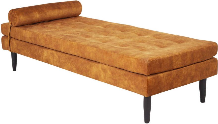 Beliani USSEL Chaise longue-Geel-Fluweel