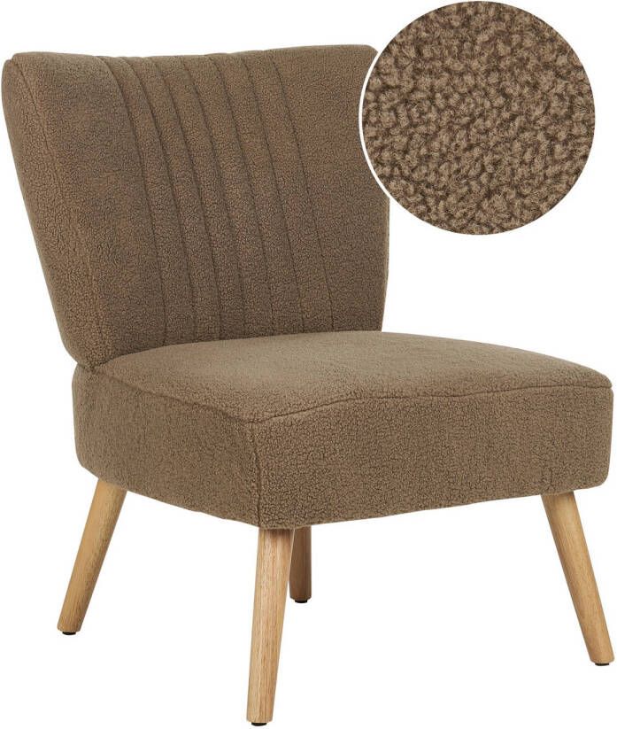 Beliani VAASA Fauteuil-Bruin-Bouclé