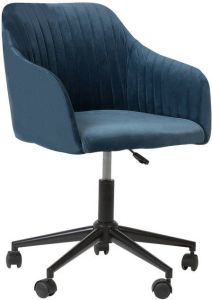 Beliani Venice Bureaustoel-blauw-fluweel