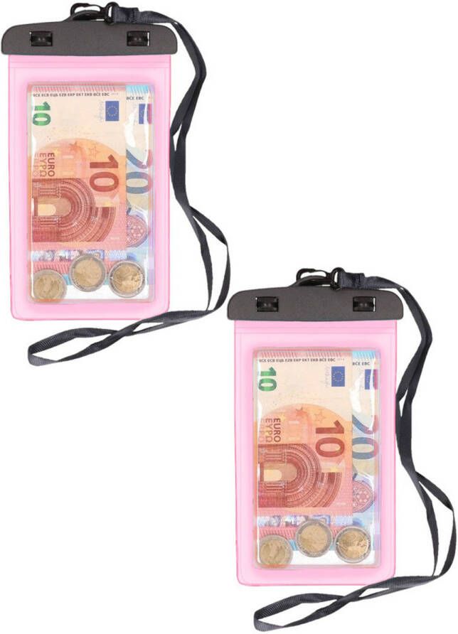 Bell 2x Stuks atio Design waterdicht geldbuidel moneybelt nektasje Roze Telefoonhoesjes