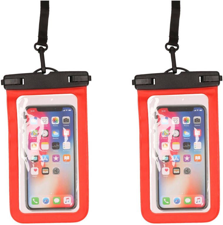 Bell 2x Stuks atio Design waterdicht telefoonhoesje voor alle telefoons tot 6 inch rood Telefoonhoesjes
