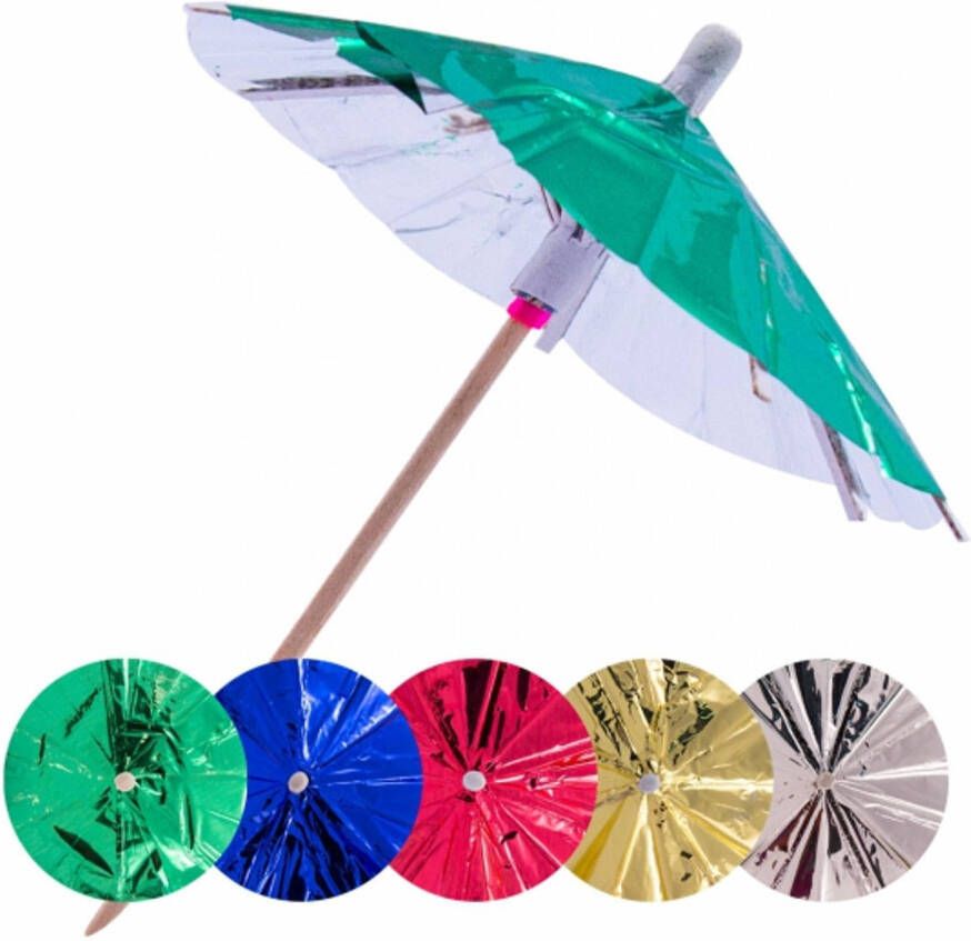 Bella 15x Gekleurde parasols prikkers 10 cm Cocktailprikkers
