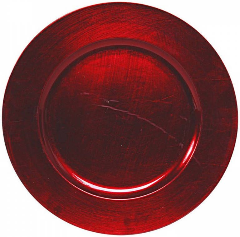 Merkloos Sans marque 1x Ronde rode kaarsenplateaus kaarsenborden glimmend 33 cm onderbord kaarsenbord onderzet bord voor kaarsen
