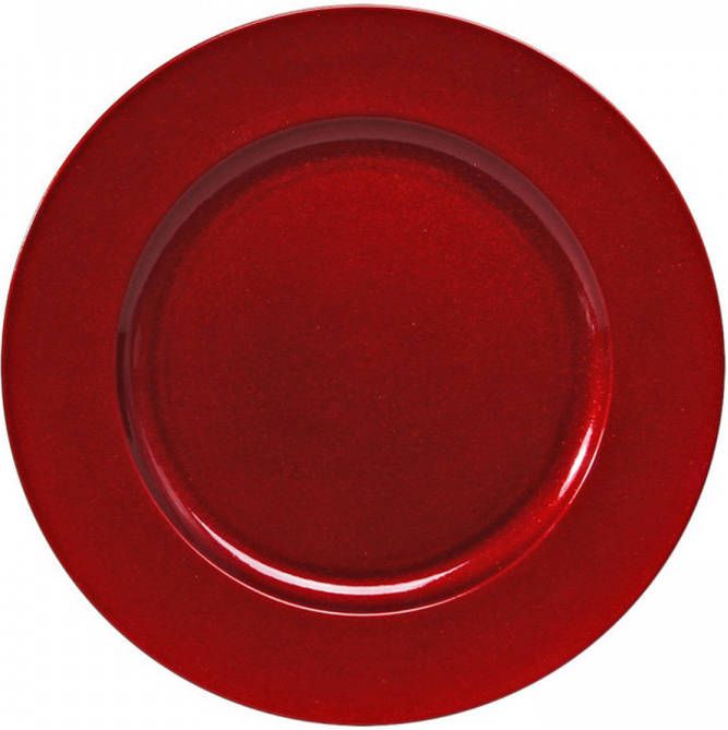 Merkloos Sans marque 1x stuks kaarsenborden onderborden rood met glitters 33 cm Kaarsenbord onderzet bord voor kaarsen
