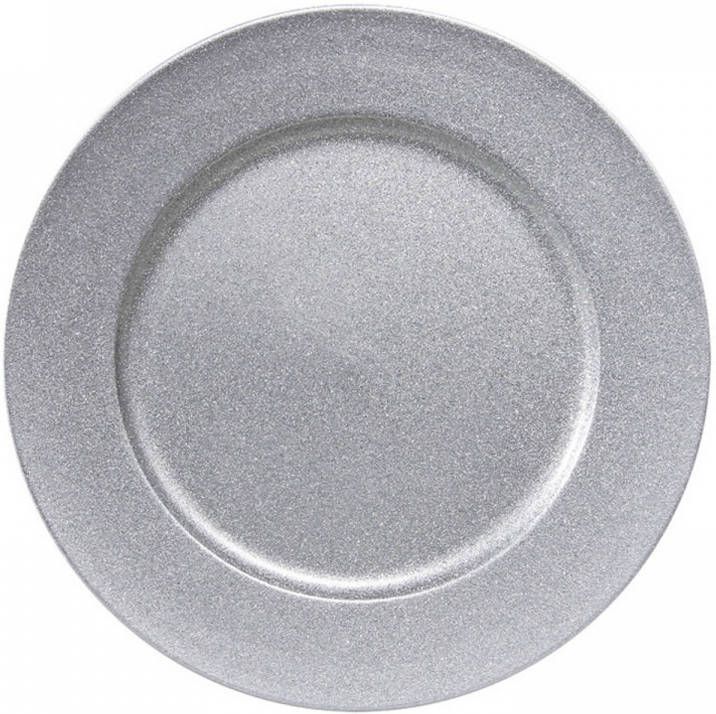 Merkloos Sans marque 1x stuks kaarsenborden onderborden zilver met glitters 33 cm Kaarsenbord onderzet bord voor kaarsen