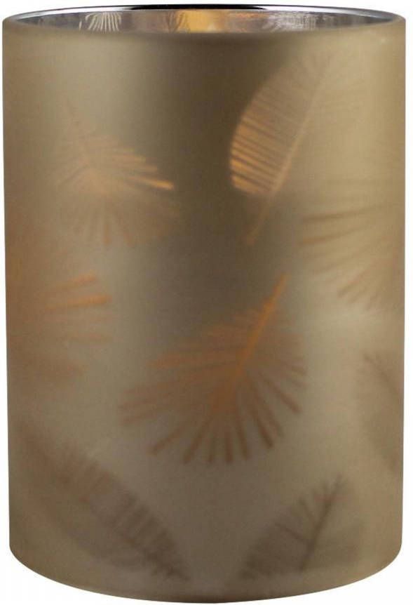 Merkloos Sans marque 1x stuks luxe led kaarsen in goud bladeren glas D7 x H10 cm Woondecoratie Elektrische kaarsen