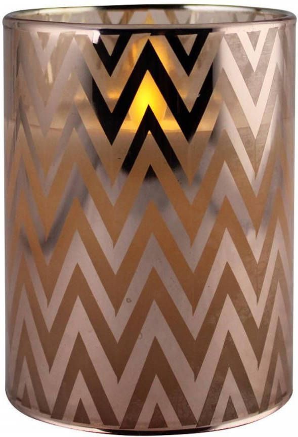 Merkloos Sans marque 1x stuks luxe led kaarsen in koper glas D7 x H10 cm Woondecoratie Elektrische kaarsen