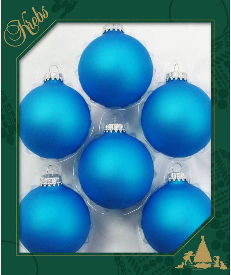 Merkloos 6x Intens Blauwe Glazen Kerstballen Mat 7 Cm Kerstboomversiering Kerstbal