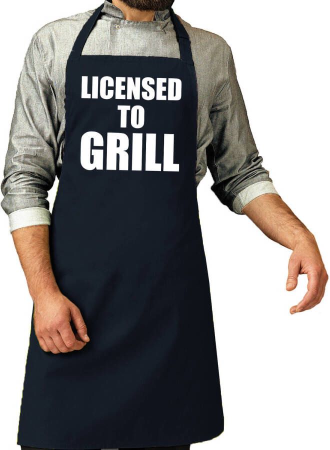 Bellatio Decorations Barbecueschort Licensed to grill navy heren Feestschorten