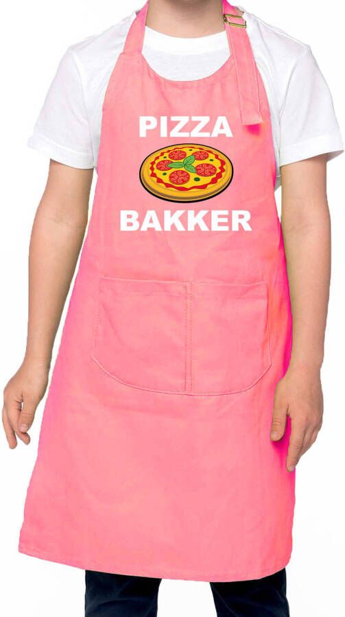 Bellatio Decorations Pizza bakker schort keukenschort roze voor jongens en meisjes Bakken met kinderen Feestschorten