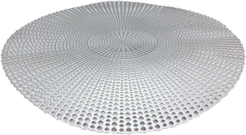 Bellatio Design 1x stuks ronde placemats zilver 40 cm van kunststof Placemats