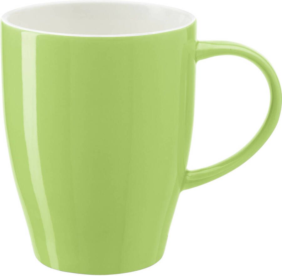 Bellatio Design Koffie mokken bekers Paris 1x porselein met oor lime groen 350 ml Bekers