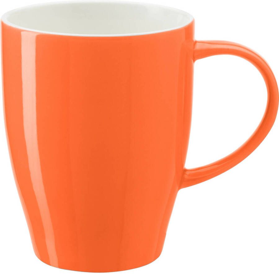 Bellatio Design Koffie mokken bekers Paris 1x porselein met oor oranje 350 ml Bekers