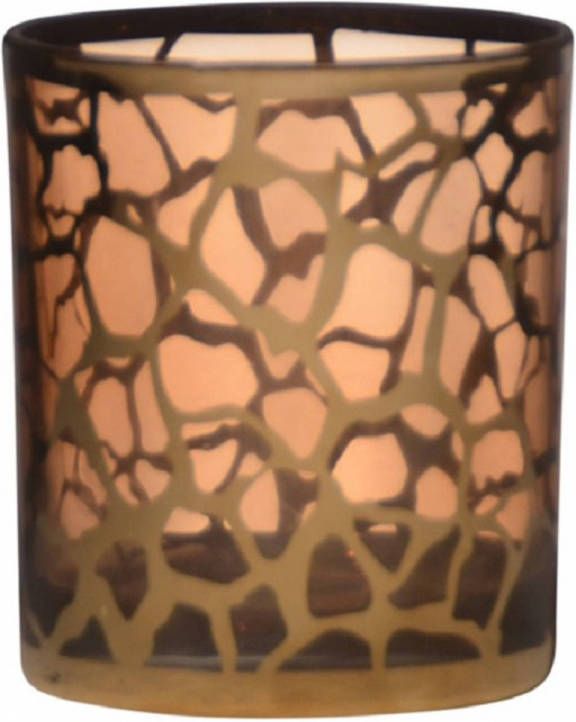 Merkloos Sans marque Theelicht waxinelichthouders giraffe print glas goud 10 x 9 cm Giraffe motief Windlichtjes kaarsenhouders