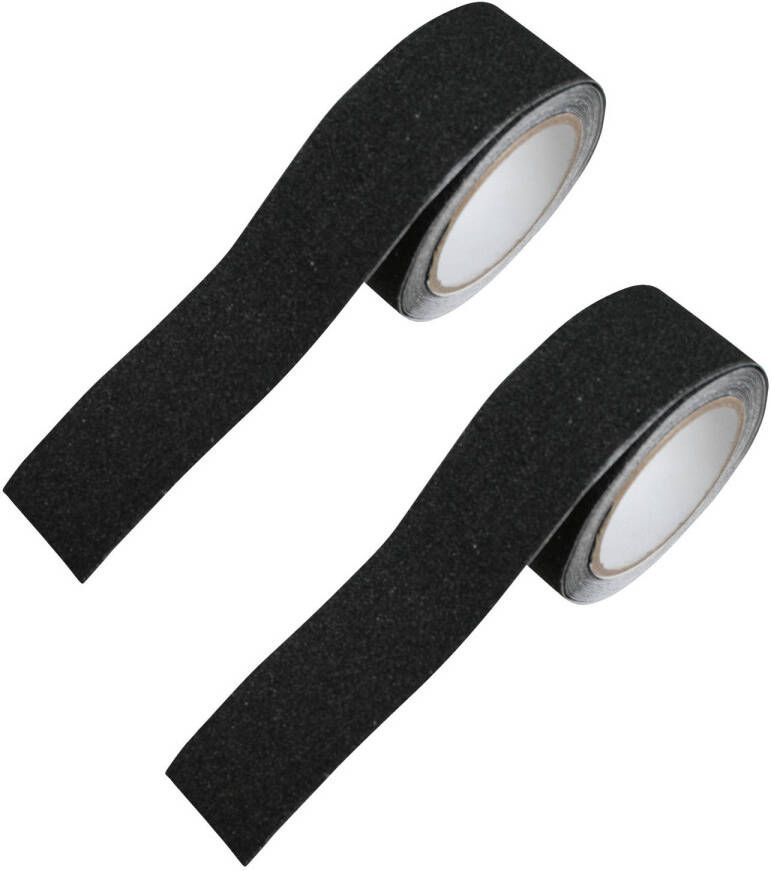 Benson 2x stuks antislip strip sticker op rol zwart 50 mm x 5 meter Tape (klussen)