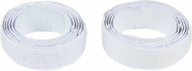 Benson 2x stuks zelfklevende klittenband rollen 100 x 2 cm in het wit Tape (klussen)