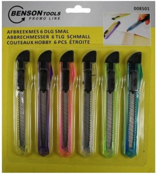 Benson 6x Breekmes Afbreekmes In Verschillende Kleuren Hobbymessenset