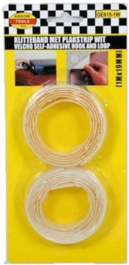 Benson 8x stuks zelfklevende klittenband rollen 100 x 2 cm in het wit Tape (klussen)