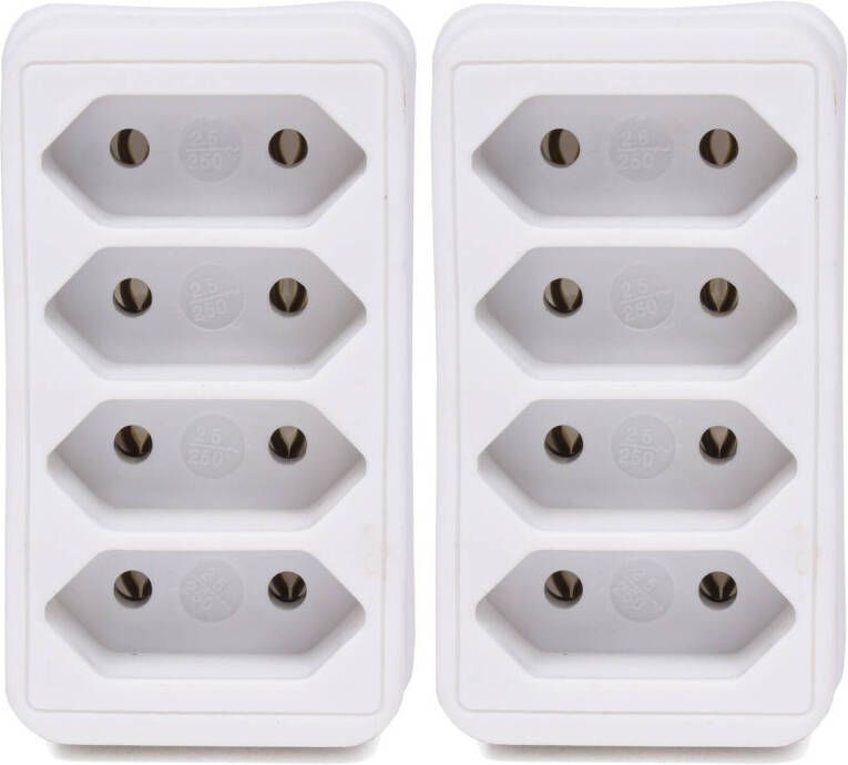 Benson Stopcontact splitter 2x quattro wit voor 4 platte stekkers Verdeelstekkers