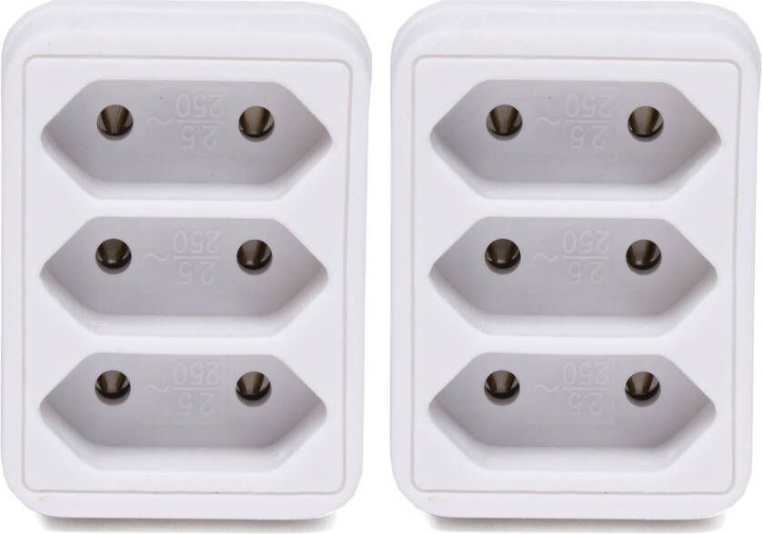 Benson Stopcontact splitter 2x triple wit voor 3 platte stekkers Verdeelstekkers