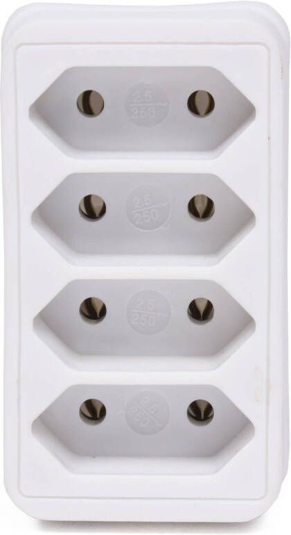Benson Stopcontact splitter quattro wit voor 4 platte stekkers Verdeelstekkers