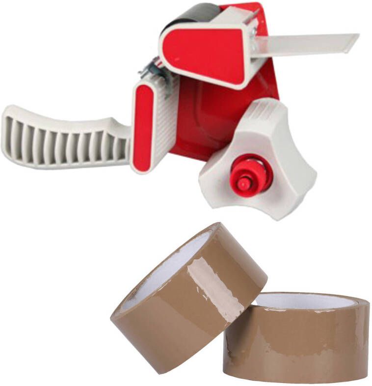 Benson Tape dispenser houder kunststof incl. 2 rollen verpakkingstape Tape (klussen)