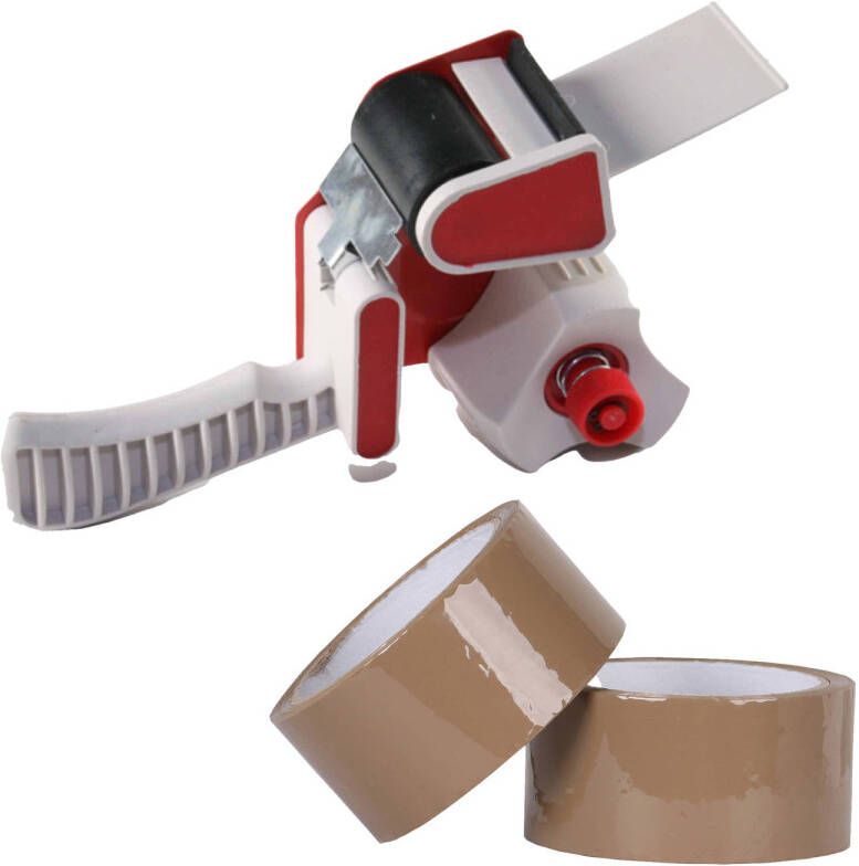 Benson Tape dispenser houder kunststof incl. 2 rollen verpakkingstape Tape (klussen)