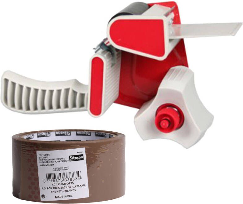 Benson Tape dispenser houder kunststof incl. 2 rollen verpakkingstape Tape (klussen)