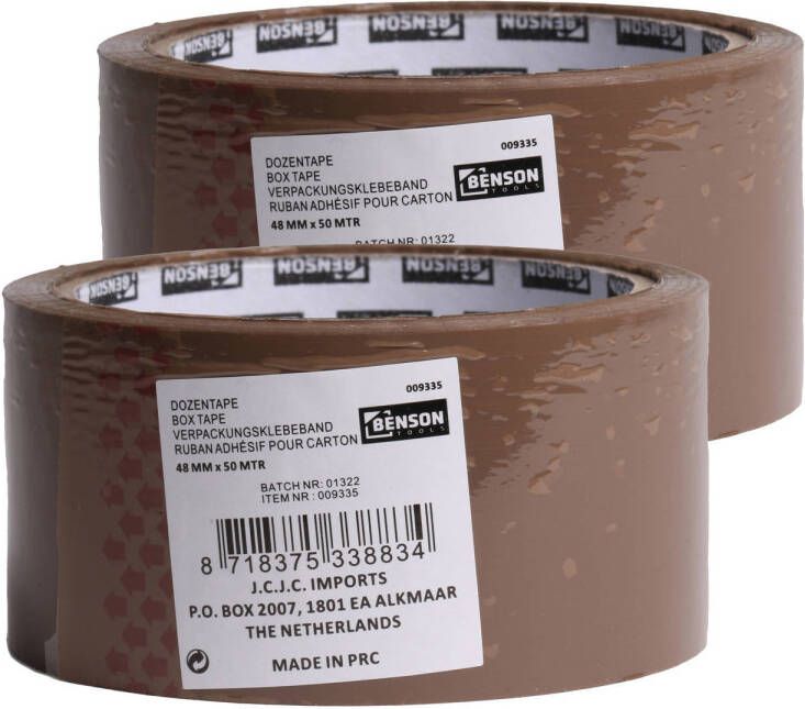 Benson Verpakkingstape 2x bruin 48mm x 50m verpakkingsbenodigdheden voor kantoor thuis Tape (klussen)