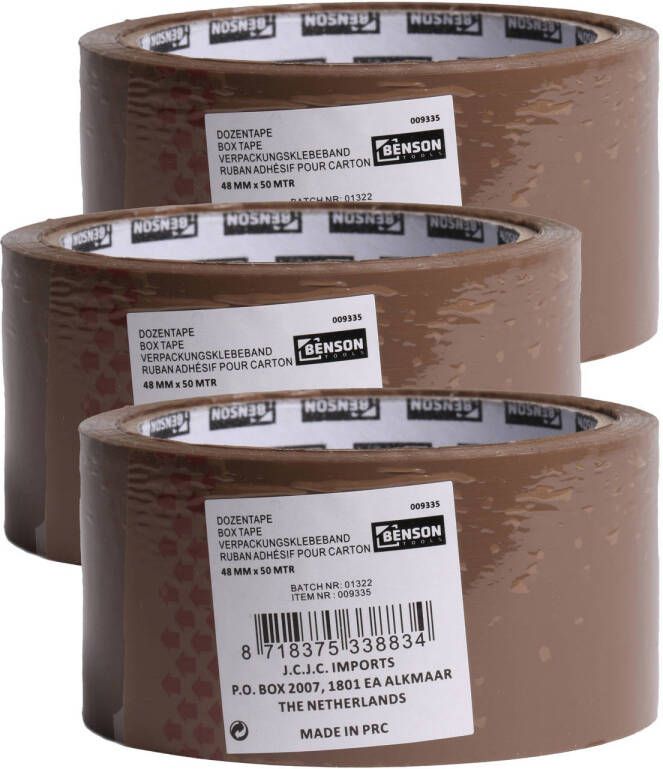 Benson Verpakkingstape 3x bruin 48mm x 50m verpakkingsbenodigdheden voor kantoor thuis Tape (klussen)