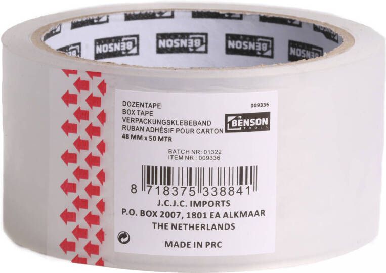 Benson Verpakkingstape transparant 48mm x 50m verpakkingsbenodigdheden voor kantoor thuis Tape (klussen)