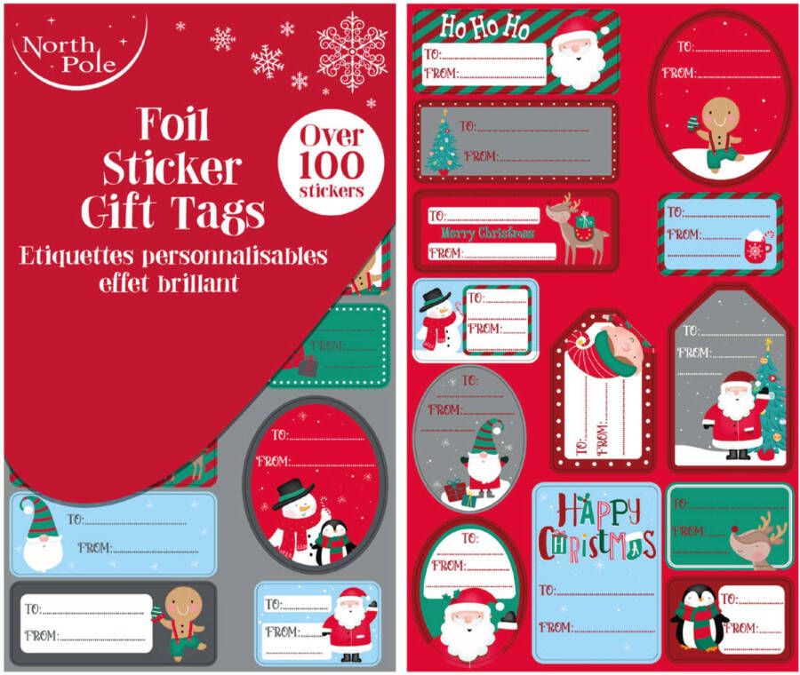 Benza 100 x Kerst Naamstickers Naam etiketten Folie Etiketten Kerst