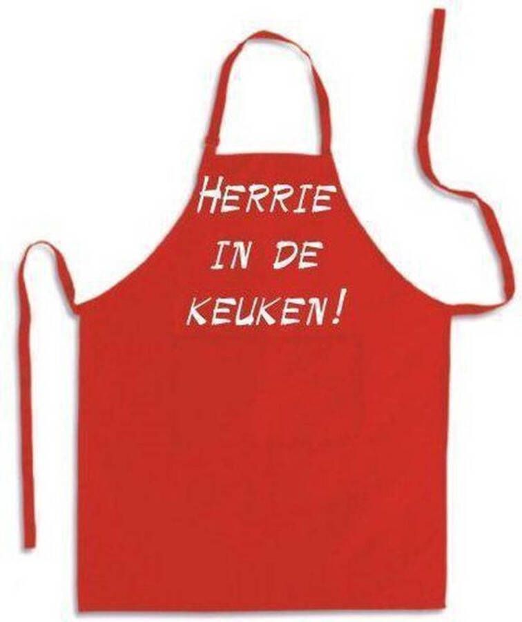 Benza HERRIE IN DE KEUKEN! Luxe keukenschort met tekst Rood