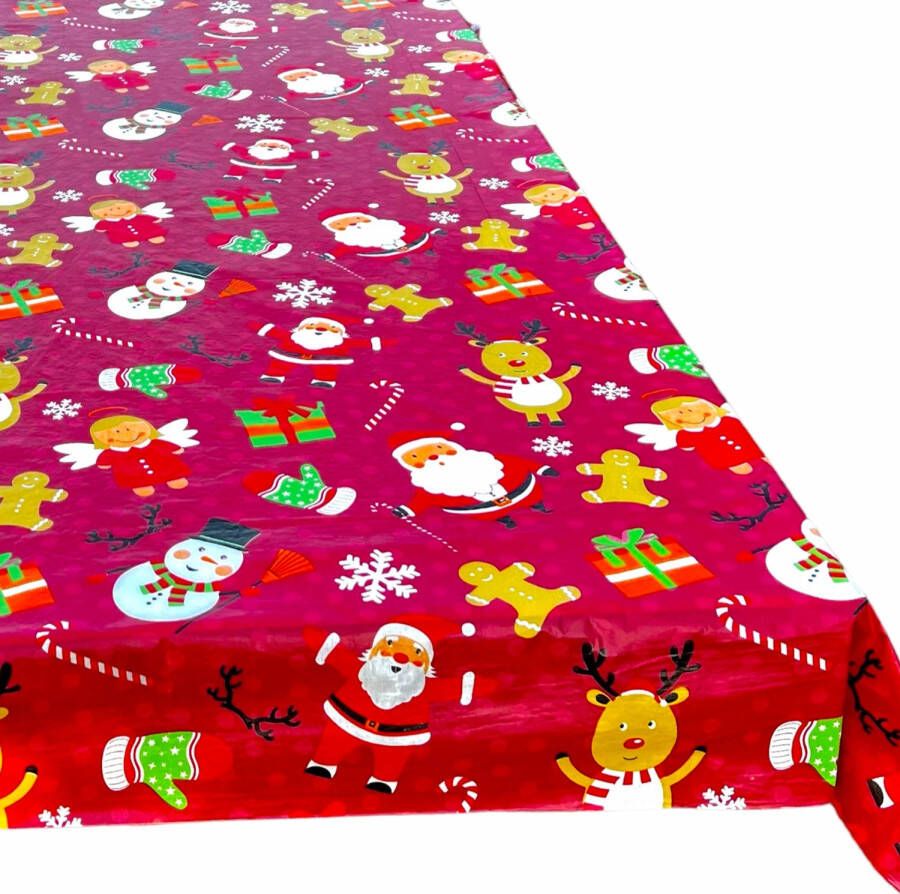 Benza Kerst tafelkleed Polyethyleen Afneembaar 140 x 230 cm Rood