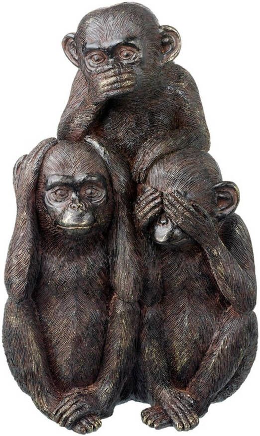 Parlane Living Monkeys-ornament Beeld van 3 aapjes die horen zien en zwijgen Zwart met goud 32 cm