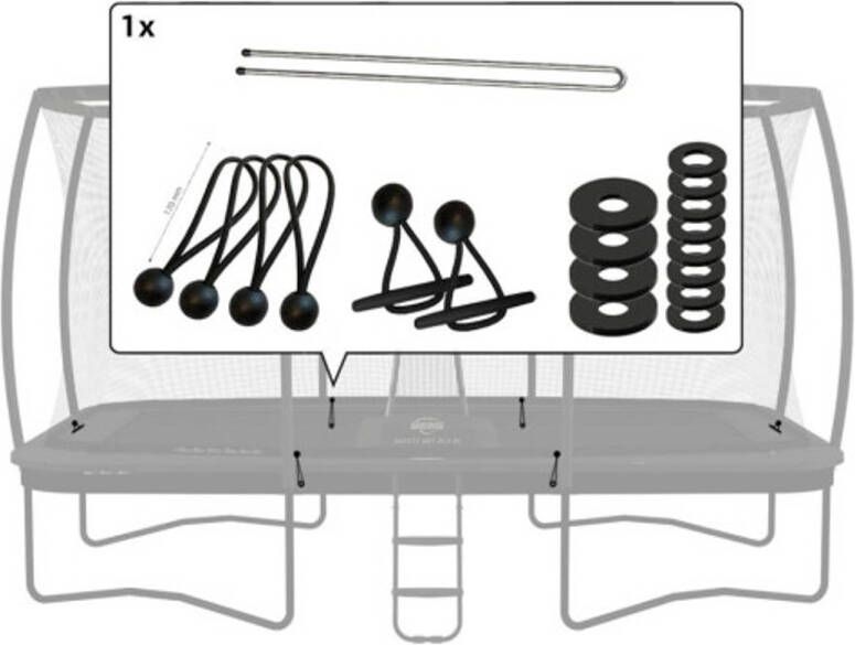 BERG Trampoline Veiligheidsnet Onderdeel Ultim Safety Net DLX XL Bevestigingsmiddelen 410 & 500